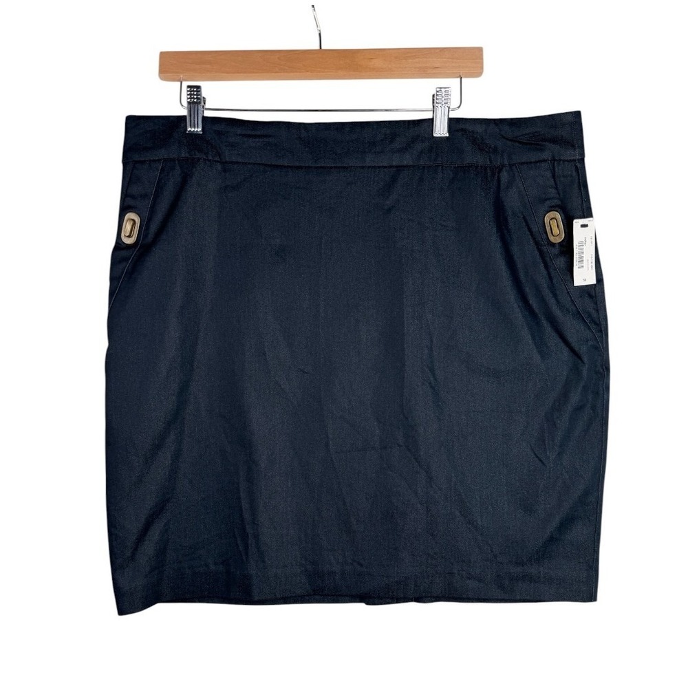 New Worthington Womens Dark Blue Denim Colored Skirt Size 18